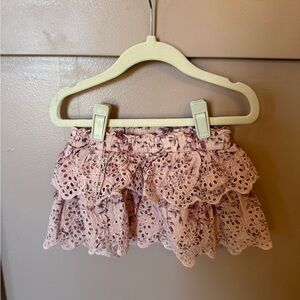 LoveShackFancy Floral Lace Pink Skirt